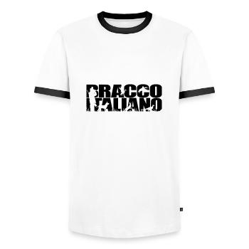 BRACCO ITALIANO Chien de chasse Wilsigns Chasseurs - T-shirt contrasté Homme - blanc/noir - Devant - AI Model Female 172 light (172cm) & AI Model Male 178 dark (178cm)