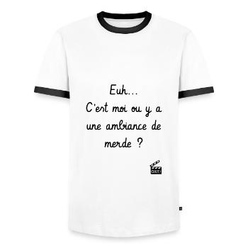 Kaameløtt - Réplique Culte - Léodagan - Humour - T-shirt contrasté Homme - blanc/noir - Devant - AI Model Female 172 light (172cm) & AI Model Male 178 dark (178cm)