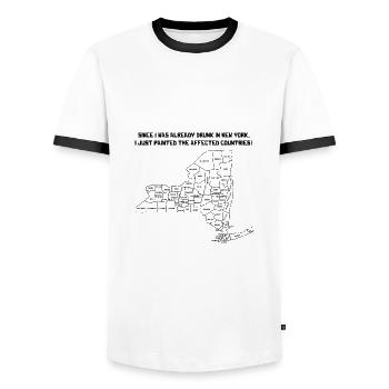 Où j’étais déjà ivre en chemise à colorier New York - T-shirt contrasté Homme - blanc/noir - Devant - AI Model Female 172 light (172cm) & AI Model Male 178 dark (178cm)