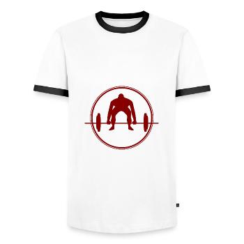 Bodybuilding - Gewichtheben - Fitness - Workout - Männer Kontrast-T-Shirt - Weiß/Schwarz - Vorne - AI Model Female 172 light (172cm) & AI Model Male 178 dark (178cm)