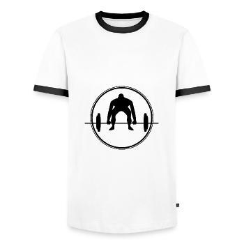 Bodybuilding - Gewichtheben Fitness Workout - Männer Kontrast-T-Shirt - Weiß/Schwarz - Vorne - AI Model Female 172 light (172cm) & AI Model Male 178 dark (178cm)
