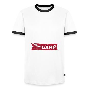 Mother's Day - Mama needs some wine - Gift - Men's Ringer Shirt - white/black - Front - AI Model Female 172 light (172cm) & AI Model Male 178 dark (178cm)