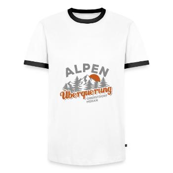 Alpenüberquerung Oberstdorf Meran Wandern - Männer Kontrast-T-Shirt - Weiß/Schwarz - Vorne - AI Model Female 172 light (172cm) & AI Model Male 178 dark (178cm)