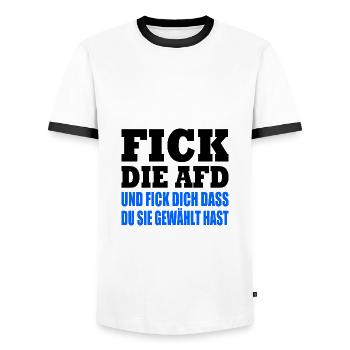 fick die afd und fick dich dass du sie gewählt has - Männer Kontrast-T-Shirt - Weiß/Schwarz - Vorne - AI Model Female 172 light (172cm) & AI Model Male 178 dark (178cm)