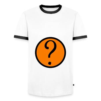 question mark symbol - Men's Ringer Shirt - white/black - Front - AI Model Female 172 light (172cm) & AI Model Male 178 dark (178cm)