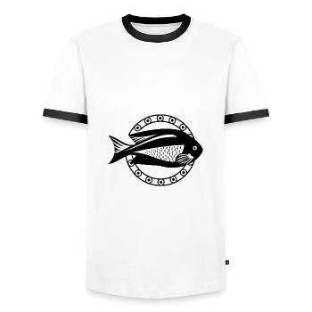 Fish Aquarium Marine Animal Climate Environmental Protection - Men's Ringer Shirt - white/black - Front - AI Model Female 172 light (172cm) & AI Model Male 178 dark (178cm)
