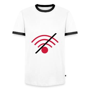 Pas de wifi - T-shirt contrasté Homme - blanc/noir - Devant - AI Model Female 172 light (172cm) & AI Model Male 178 dark (178cm)