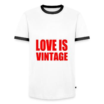 Love is vintage - Männer Kontrast-T-Shirt - Weiß/Schwarz - Vorne - AI Model Female 172 light (172cm) & AI Model Male 178 dark (178cm)