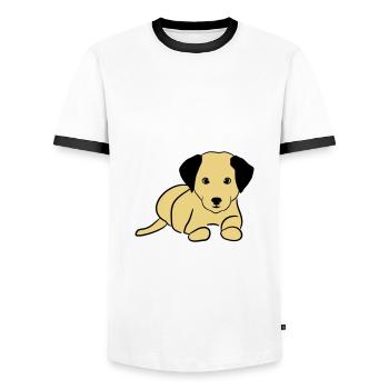 Süßer Hund, Hündchen - Männer Kontrast-T-Shirt - Weiß/Schwarz - Vorne - AI Model Female 172 light (172cm) & AI Model Male 178 dark (178cm)