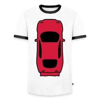 sportauto auto raser schnell fahren rennauto flitz - Männer Kontrast-T-Shirt - Weiß/Schwarz - Vorne - AI Model Female 172 light (172cm) & AI Model Male 178 dark (178cm)