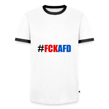 Fck afd - Männer Kontrast-T-Shirt - Weiß/Schwarz - Vorne - AI Model Female 172 light (172cm) & AI Model Male 178 dark (178cm)
