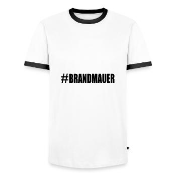 brandmauer - Männer Kontrast-T-Shirt - Weiß/Schwarz - Vorne - AI Model Female 172 light (172cm) & AI Model Male 178 dark (178cm)
