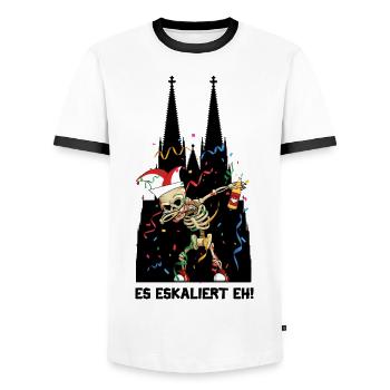 Karneval Kölle Alaaf Dabbing Skelett Fun - Männer Kontrast-T-Shirt - Weiß/Schwarz - Vorne - AI Model Female 172 light (172cm) & AI Model Male 178 dark (178cm)