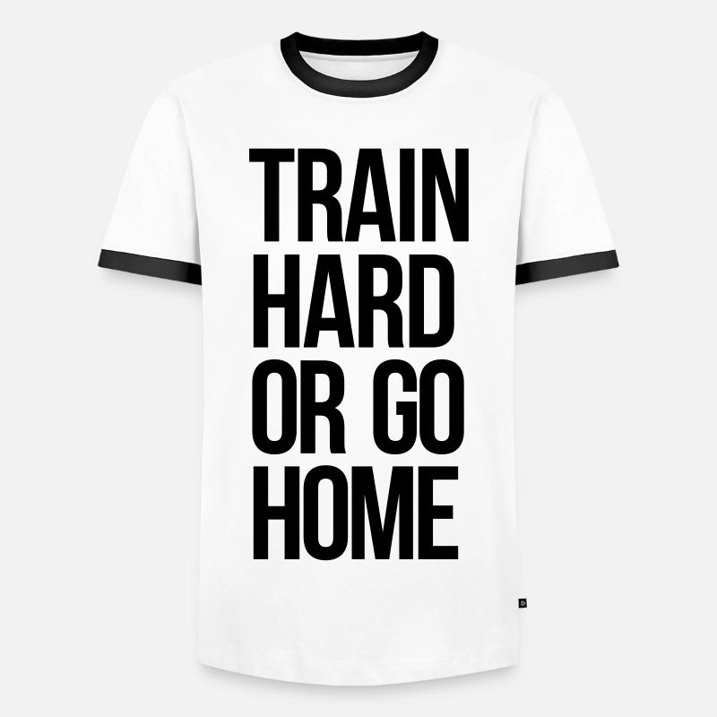 train hard - Men's Ringer Shirt - white/black