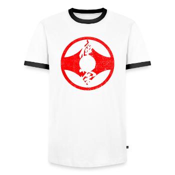 Kyokushin Karate Kampfkunst Japan Vintage - Männer Kontrast-T-Shirt - Weiß/Schwarz - Vorne - AI Model Female 172 light (172cm) & AI Model Male 178 dark (178cm)