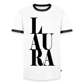 Laura Name Vorname Moderne Schrift Wort Art - Männer Kontrast-T-Shirt - Weiß/Schwarz - Vorne - AI Model Female 172 light (172cm) & AI Model Male 178 dark (178cm)