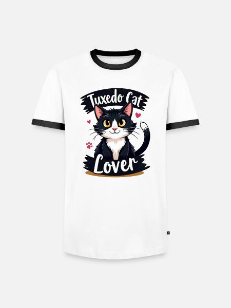 Tuxedo Cat Lover - Geschenk - Männer Kontrast-T-Shirt - Weiß/Schwarz