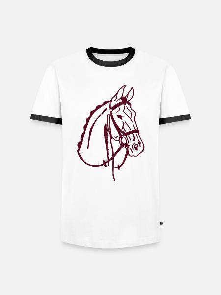 Cheval de selle - T-shirt contrasté Homme - blanc/noir