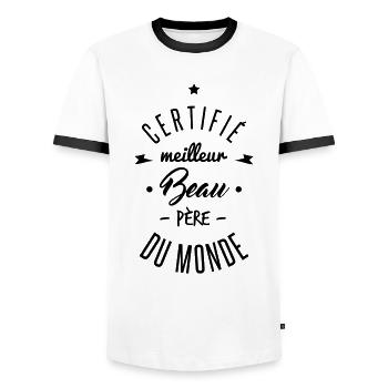 meilleur beau père - T-shirt contrasté Homme - blanc/noir - Devant - AI Model Female 172 light (172cm) & AI Model Male 178 dark (178cm)