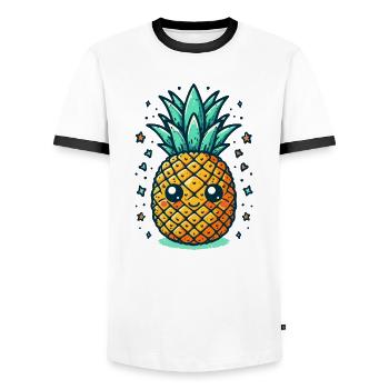 COCKTAIL DE FRUITS TROPICAUX À L’ANANAS PINA COLADA - T-shirt contrasté Homme - blanc/noir - Devant - AI Model Female 172 light (172cm) & AI Model Male 178 dark (178cm)