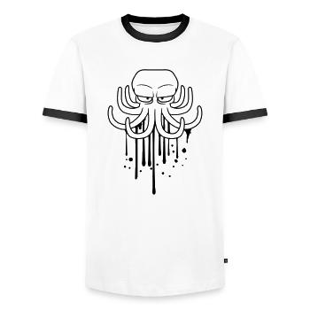 color graffiti ink drops spray boeser octopus - Men's Ringer Shirt - white/black - Front - AI Model Female 172 light (172cm) & AI Model Male 178 dark (178cm)
