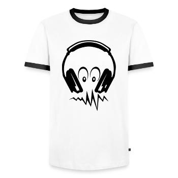 egaliseur casques dj audio music zik79 - T-shirt contrasté Homme - blanc/noir - Devant - AI Model Female 172 light (172cm) & AI Model Male 178 dark (178cm)