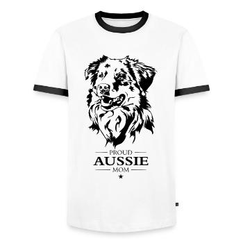 Aussie Mom Chiens Berger Australien Chien Wilsigns - T-shirt contrasté Homme - blanc/noir - Devant - AI Model Female 172 light (172cm) & AI Model Male 178 dark (178cm)