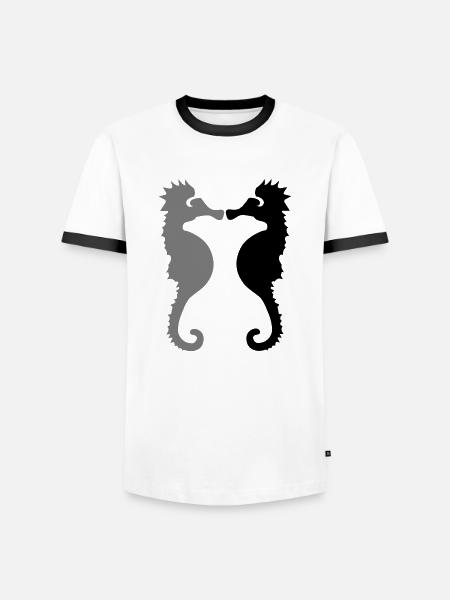seepferdchen - Männer Kontrast-T-Shirt - Weiß/Schwarz