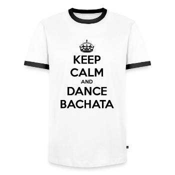 Keep calm and dance Bachata - Männer Kontrast-T-Shirt - Weiß/Schwarz - Vorne - AI Model Female 172 light (172cm) & AI Model Male 178 dark (178cm)