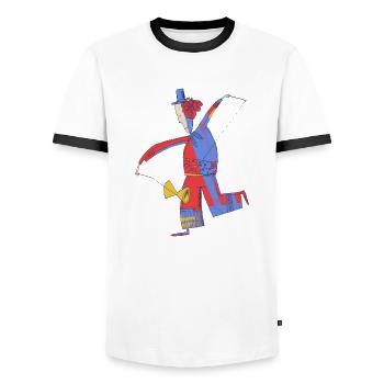 Diabolo Juggler 001 - Men's Ringer Shirt - white/black - Front - AI Model Female 172 light (172cm) & AI Model Male 178 dark (178cm)
