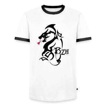 dragon tribal bzh hermine bretonne - T-shirt contrasté Homme - blanc/noir - Devant - AI Model Female 172 light (172cm) & AI Model Male 178 dark (178cm)