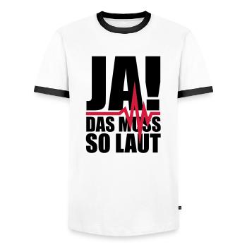 ja_das_muss_so_laut_1__f2 - Men's Ringer Shirt - white/black - Front - AI Model Female 172 light (172cm) & AI Model Male 178 dark (178cm)