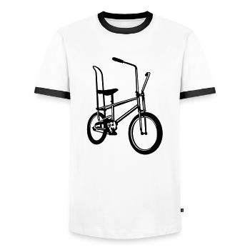 b1_bonanza - Men's Ringer Shirt - white/black - Front - AI Model Female 172 light (172cm) & AI Model Male 178 dark (178cm)