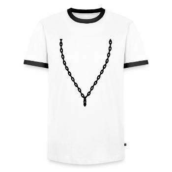 necklace jewelry necklace hang chain beautiful - Men's Ringer Shirt - white/black - Front - AI Model Female 172 light (172cm) & AI Model Male 178 dark (178cm)