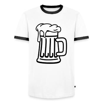 bier_f1 - Men's Ringer Shirt - white/black - Front - AI Model Female 172 light (172cm) & AI Model Male 178 dark (178cm)