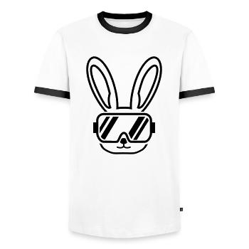 skihase_f1 - Männer Kontrast-T-Shirt - Weiß/Schwarz - Vorne - AI Model Female 172 light (172cm) & AI Model Male 178 dark (178cm)