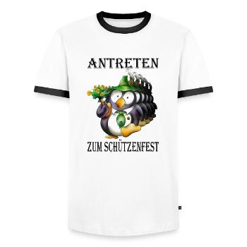Antreten zum Schützenfest - Männer Kontrast-T-Shirt - Weiß/Schwarz - Vorne - AI Model Female 172 light (172cm) & AI Model Male 178 dark (178cm)