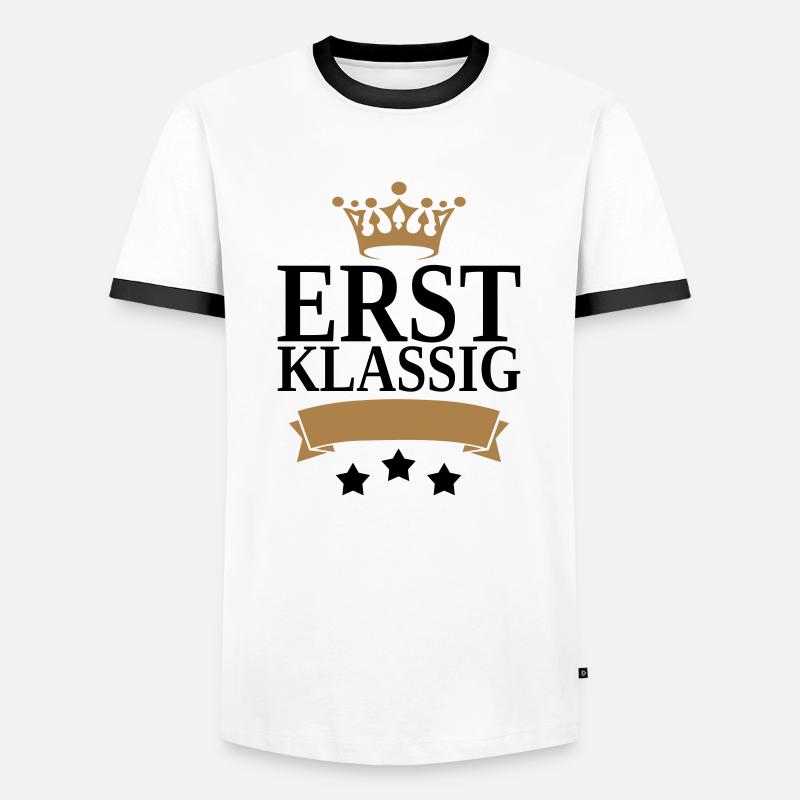 Erstklassig Krone - Männer Kontrast-T-Shirt - Weiß/Schwarz