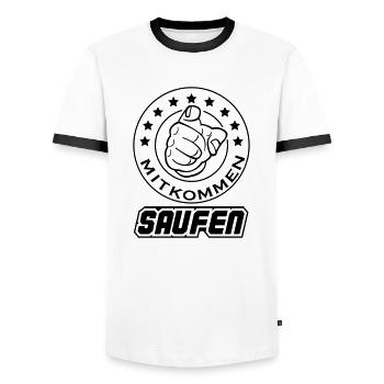 saufen - Männer Kontrast-T-Shirt - Weiß/Schwarz - Vorne - AI Model Female 172 light (172cm) & AI Model Male 178 dark (178cm)