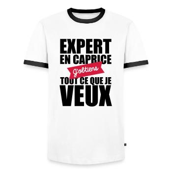 caprice expert i get everything i want - Men's Ringer Shirt - white/black - Front - AI Model Female 172 light (172cm) & AI Model Male 178 dark (178cm)