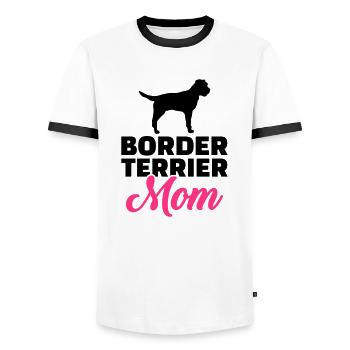 Border Terrier - T-shirt contrasté Homme - blanc/noir - Devant - AI Model Female 172 light (172cm) & AI Model Male 178 dark (178cm)