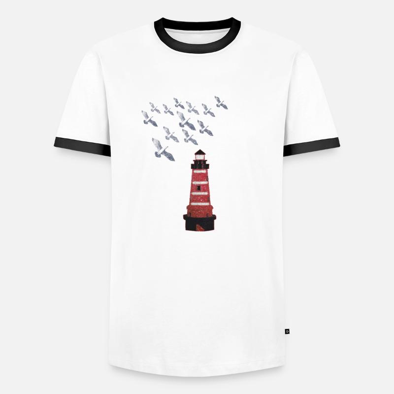 Leuchtturm - Männer Kontrast-T-Shirt - Weiß/Schwarz