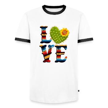Amour de cactus - T-shirt contrasté Homme - blanc/noir - Devant - AI Model Female 172 light (172cm) & AI Model Male 178 dark (178cm)