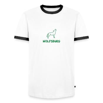 Wolfsburg Wolf - T-shirt contrasté Homme - blanc/noir - Devant - AI Model Female 172 light (172cm) & AI Model Male 178 dark (178cm)