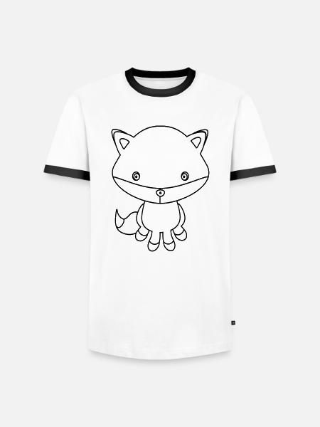 Clipart 4 børn - ræv - Herre kontrast-T-shirt - hvid/sort