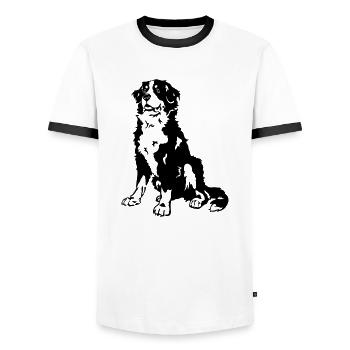 Bernese Mountain Dog - Men's Ringer Shirt - white/black - Front - AI Model Female 172 light (172cm) & AI Model Male 178 dark (178cm)