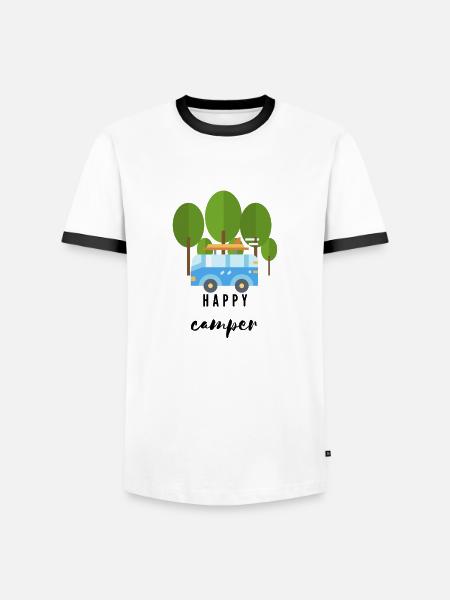 happy camper - road trip - - Men's Ringer Shirt - white/black