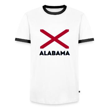 Alabama flag - Men's Ringer Shirt - white/black - Front - AI Model Female 172 light (172cm) & AI Model Male 178 dark (178cm)