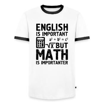 English Math École d’étudiant Professeur - T-shirt contrasté Homme - blanc/noir - Devant - AI Model Female 172 light (172cm) & AI Model Male 178 dark (178cm)