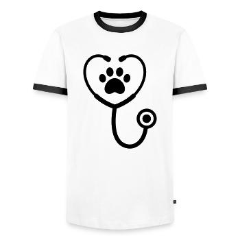 Vet paw icon - Men's Ringer Shirt - white/black - Front - AI Model Female 172 light (172cm) & AI Model Male 178 dark (178cm)